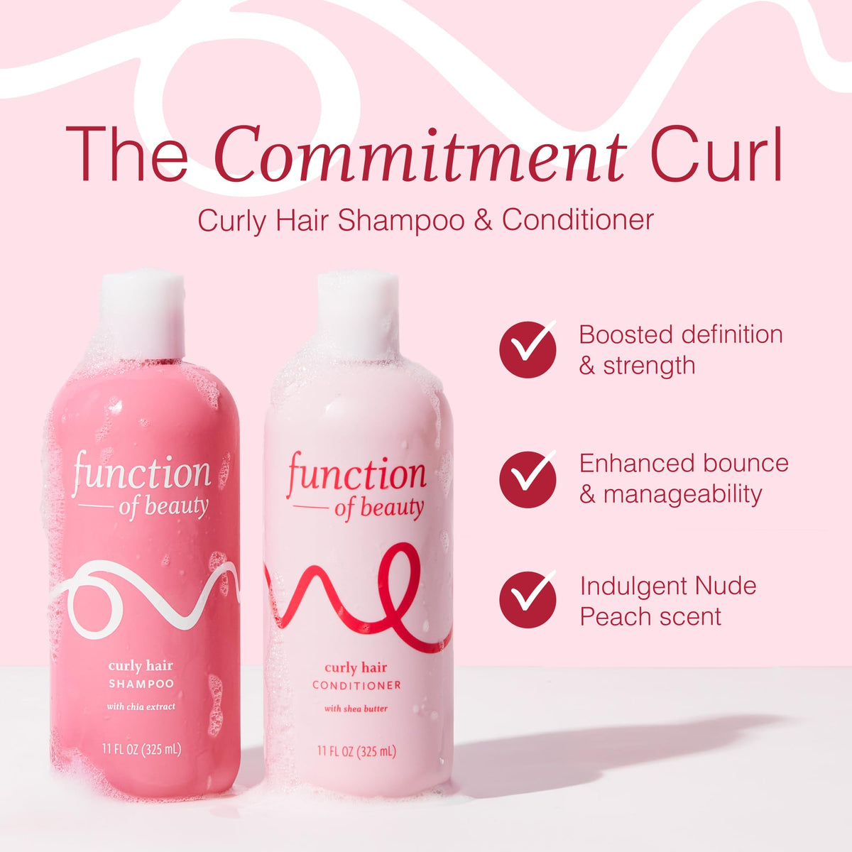 Function of Beauty curly shampoo pump closeup highlighting gentle cleanse