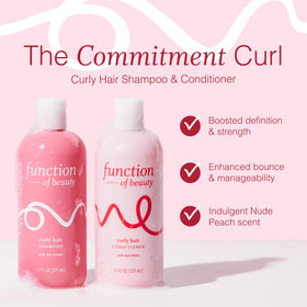 Function of Beauty curly shampoo pump closeup highlighting gentle cleanse