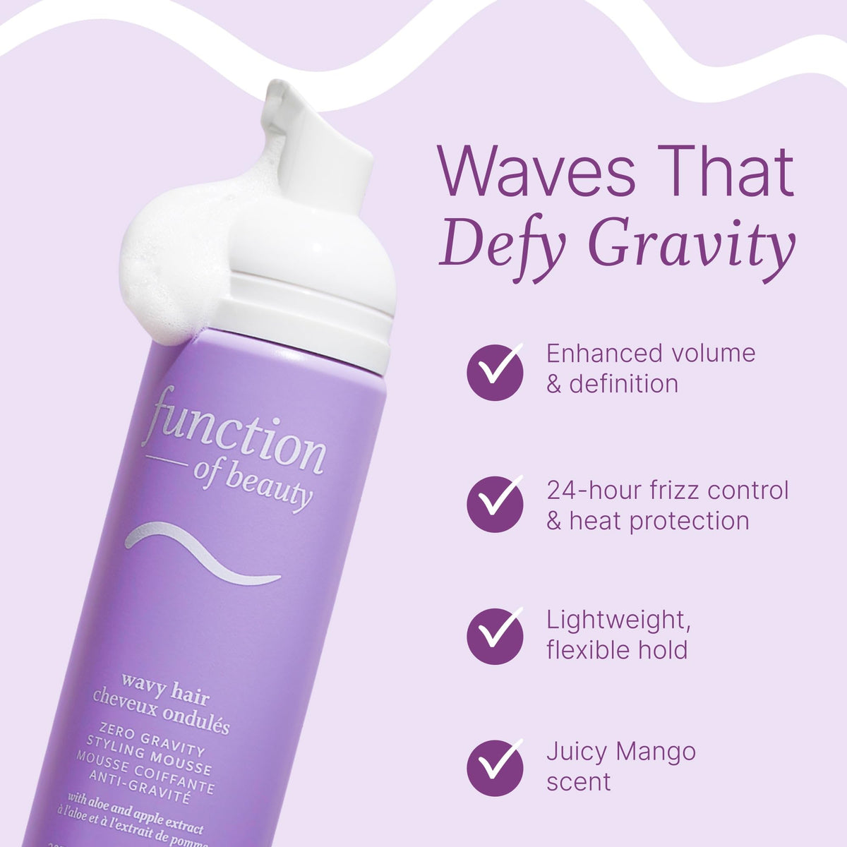Function of Beauty mousse foam texture closeup demonstrating light cloud-like consistency for lightweight hold