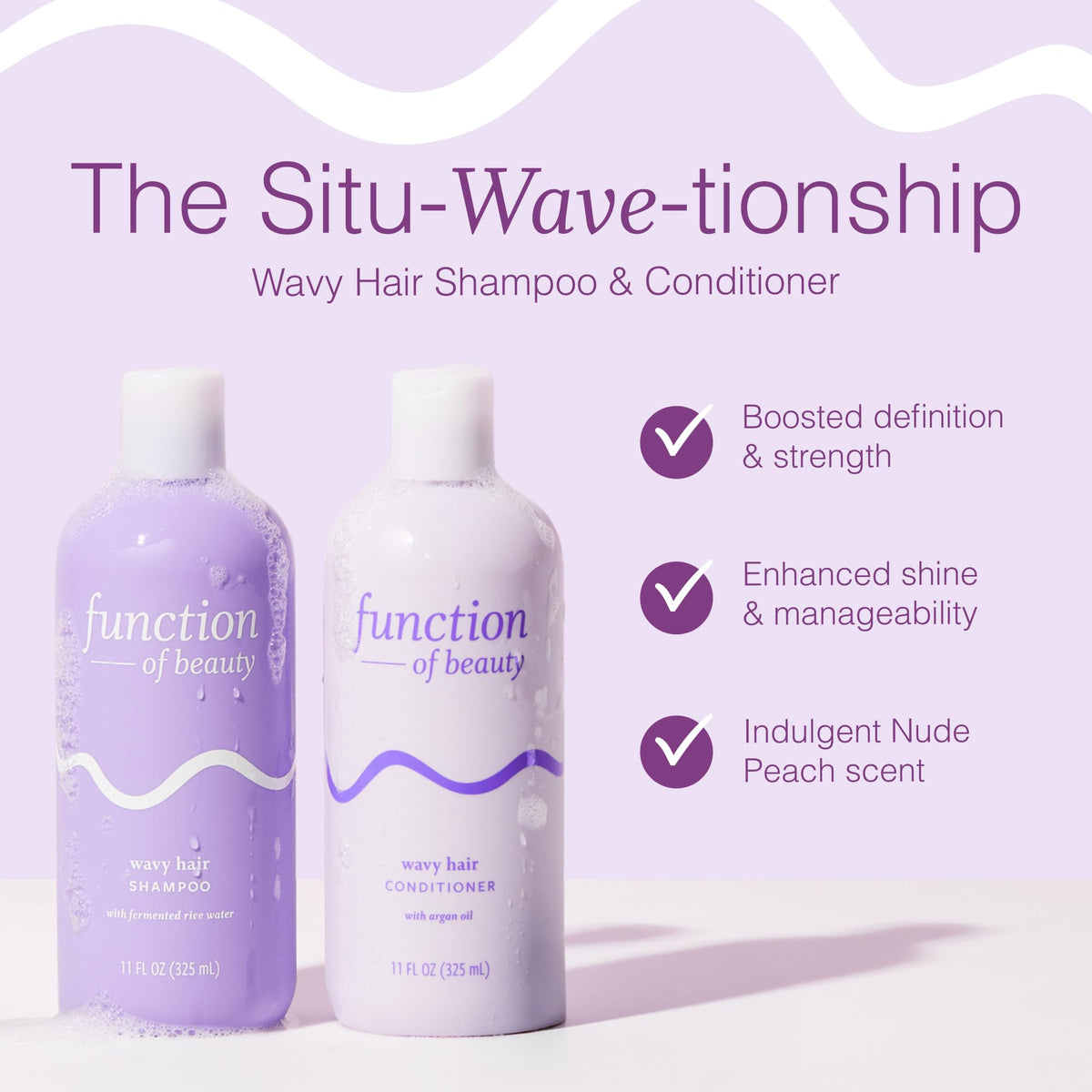 Function of Beauty shampoo pump close-up showing gentle lather and easy dispensing benefit