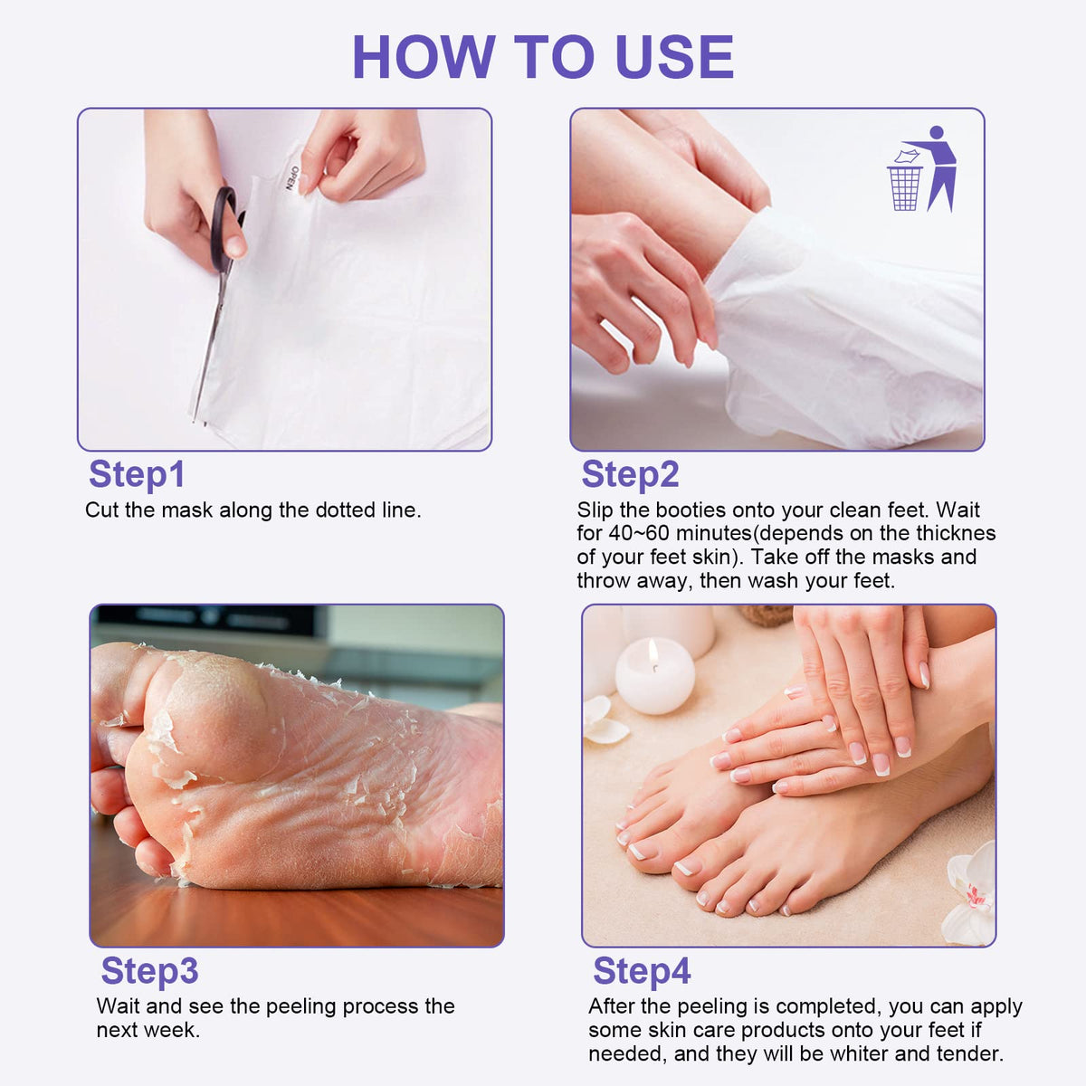 FUNNIR in-use result showing peeling heels and softer skin after treatment, improved comfort