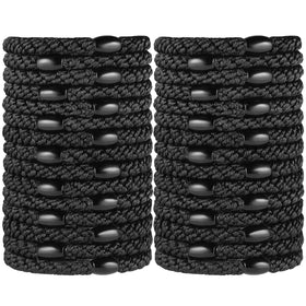 Funtopia front view of 30-pack black hair ties showing value and consistency
