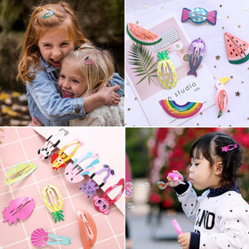 Funtopia clips styled in child’s hair demonstrating decorative effect