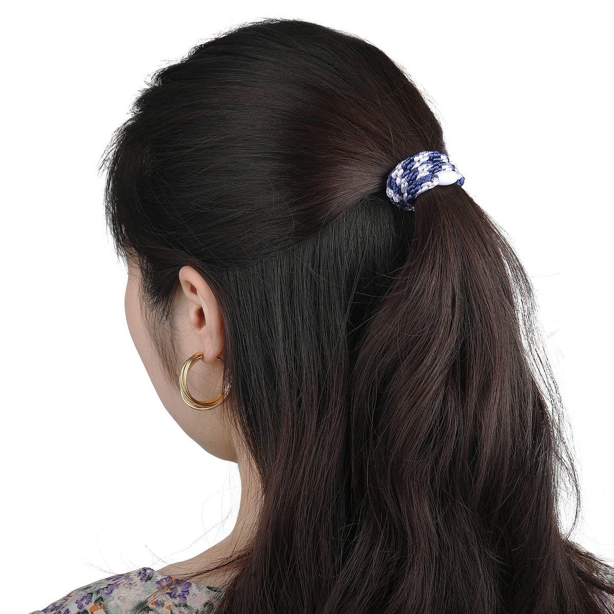 Funtopia hair tie in ponytail during workout demonstrating secure non-slip hold
