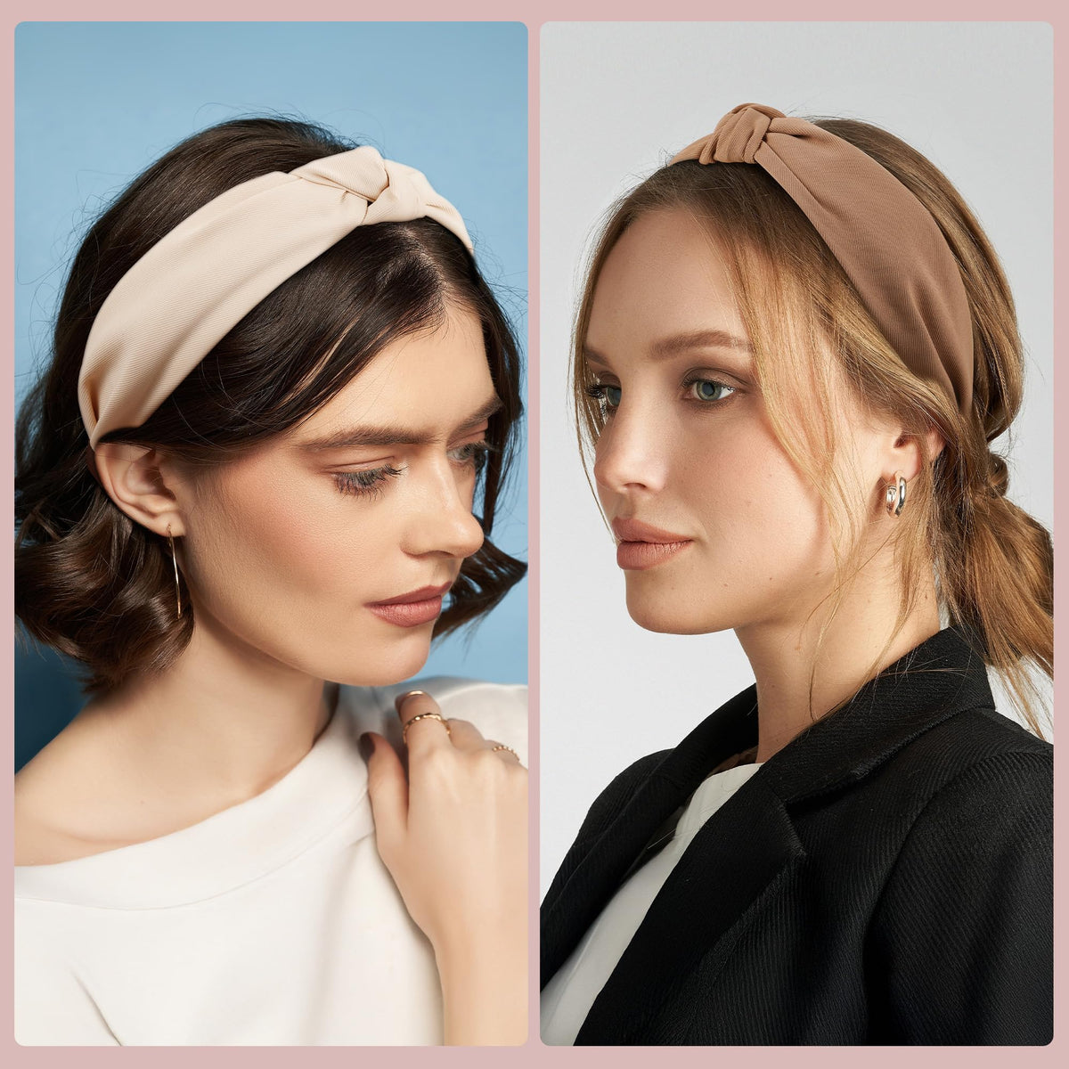 Model wearing Funtopia headband with ponytail demonstrating secure non-slip hold