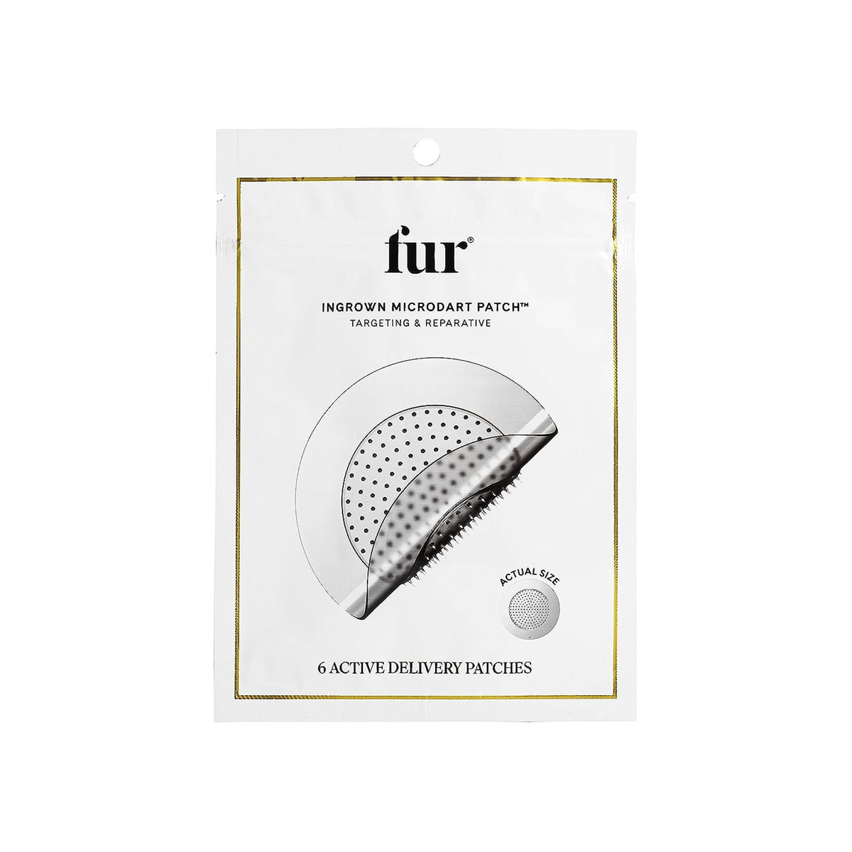 Fur front packaging showing 6-count patch box for targeted ingrown care