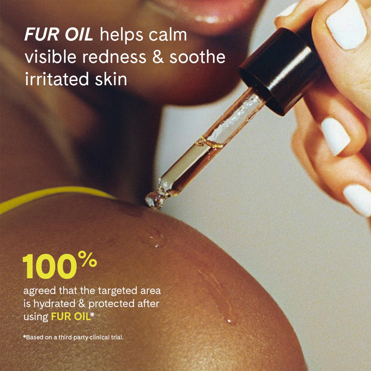 Fur oil drop on skin highlighting fast-absorbing hydration benefit