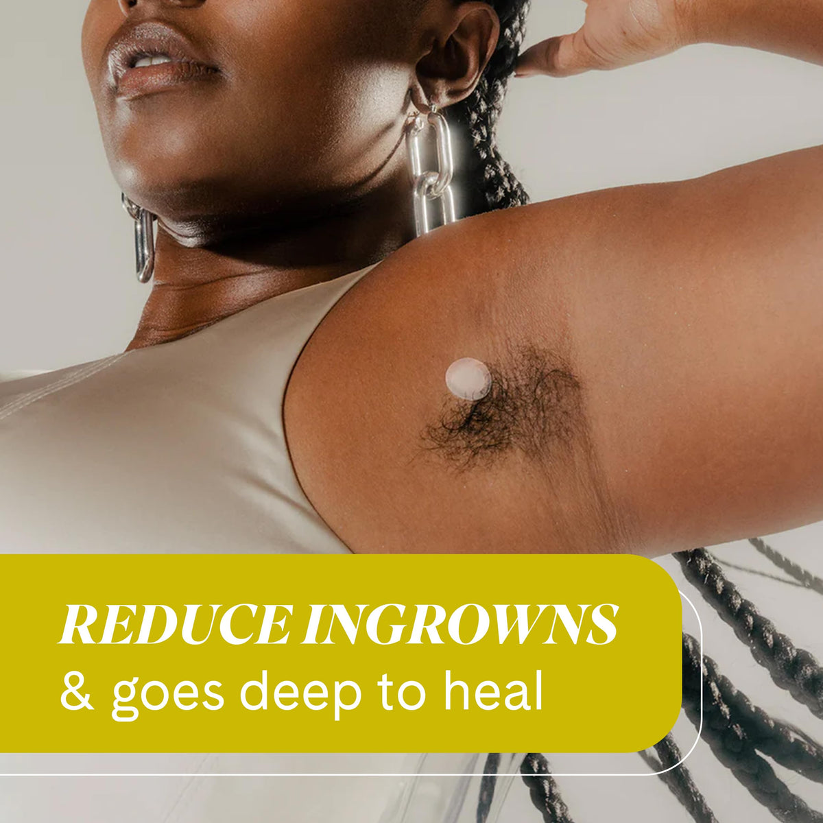 Fur patch applied to underarm demonstrating discreet comfortable wear