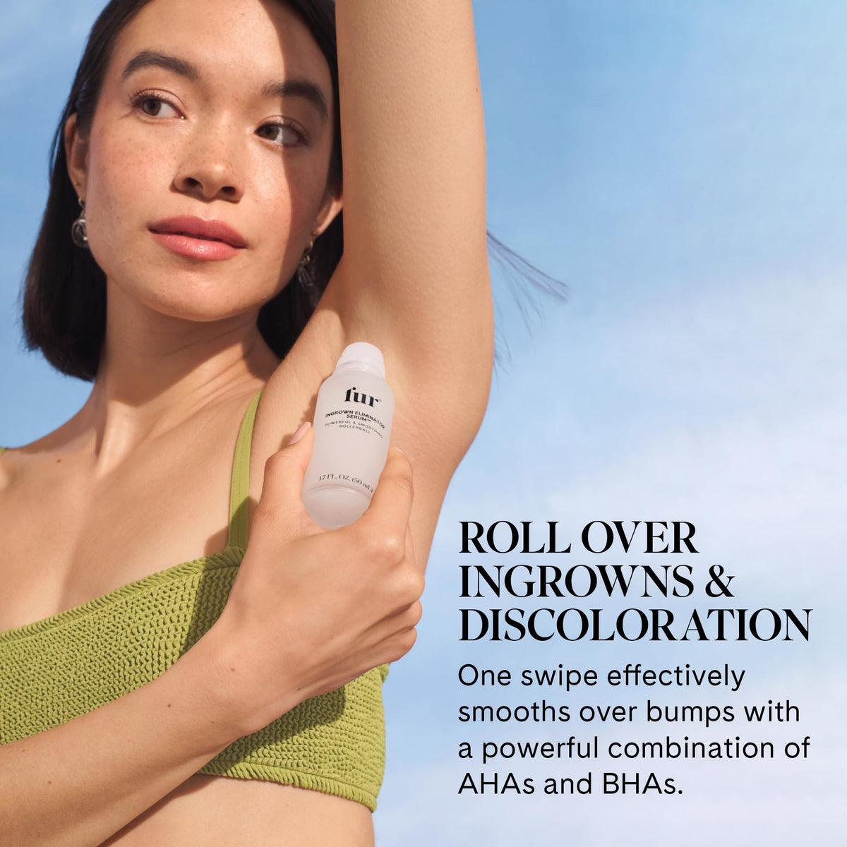 Fur close-up rollerball tip demonstrating easy, targeted application benefit