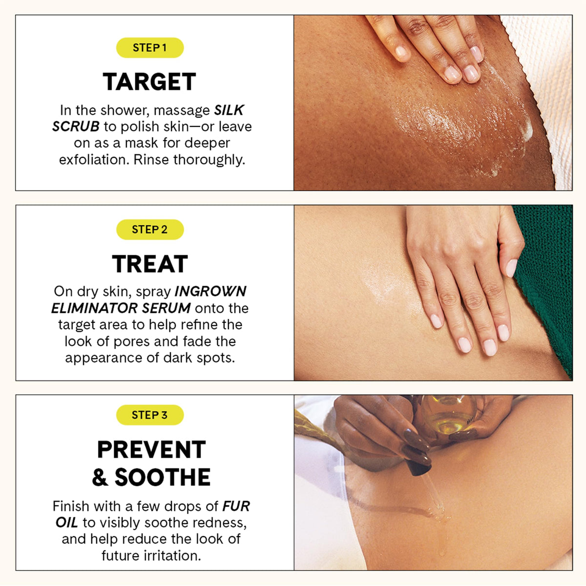 Fur ingrown eliminator serum rollerball applied for precise bump care
