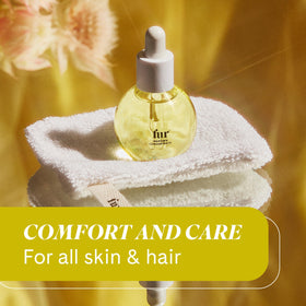 Fur texture drop on skin demonstrating fast absorption and non-greasy finish
