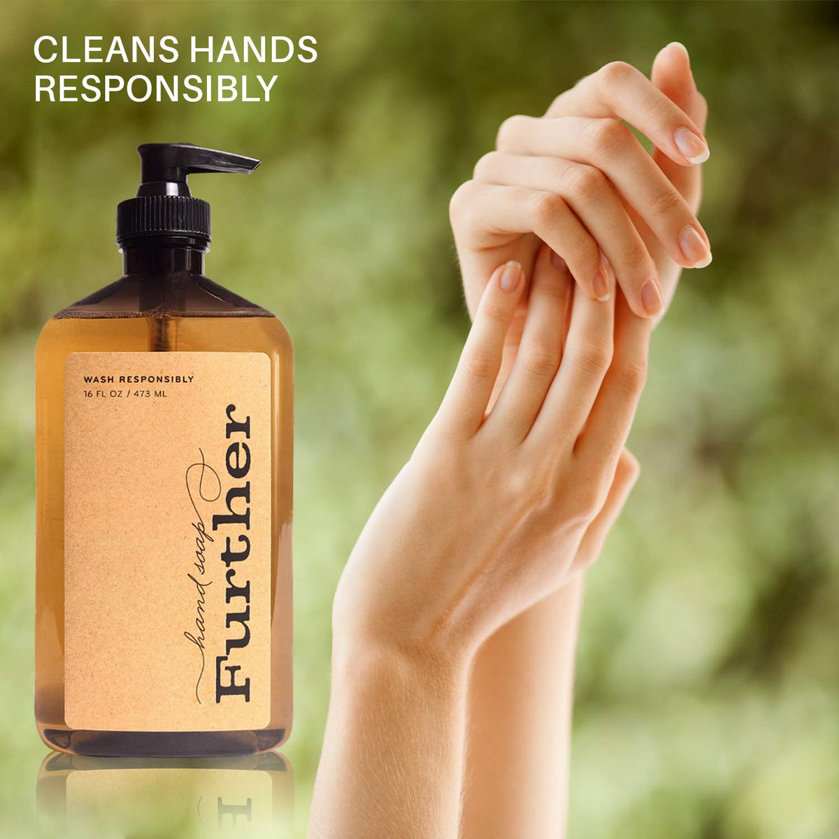 Further glycerin hand soap label closeup displays bergamot olive and grasses fragrance information