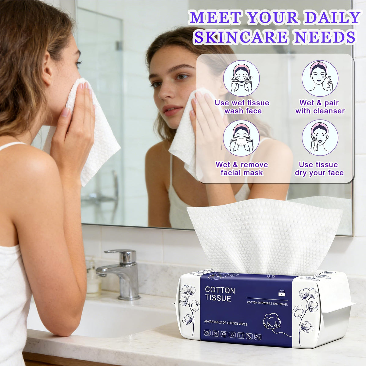 Futetui towel removing makeup to show gentle effective cleansing benefit