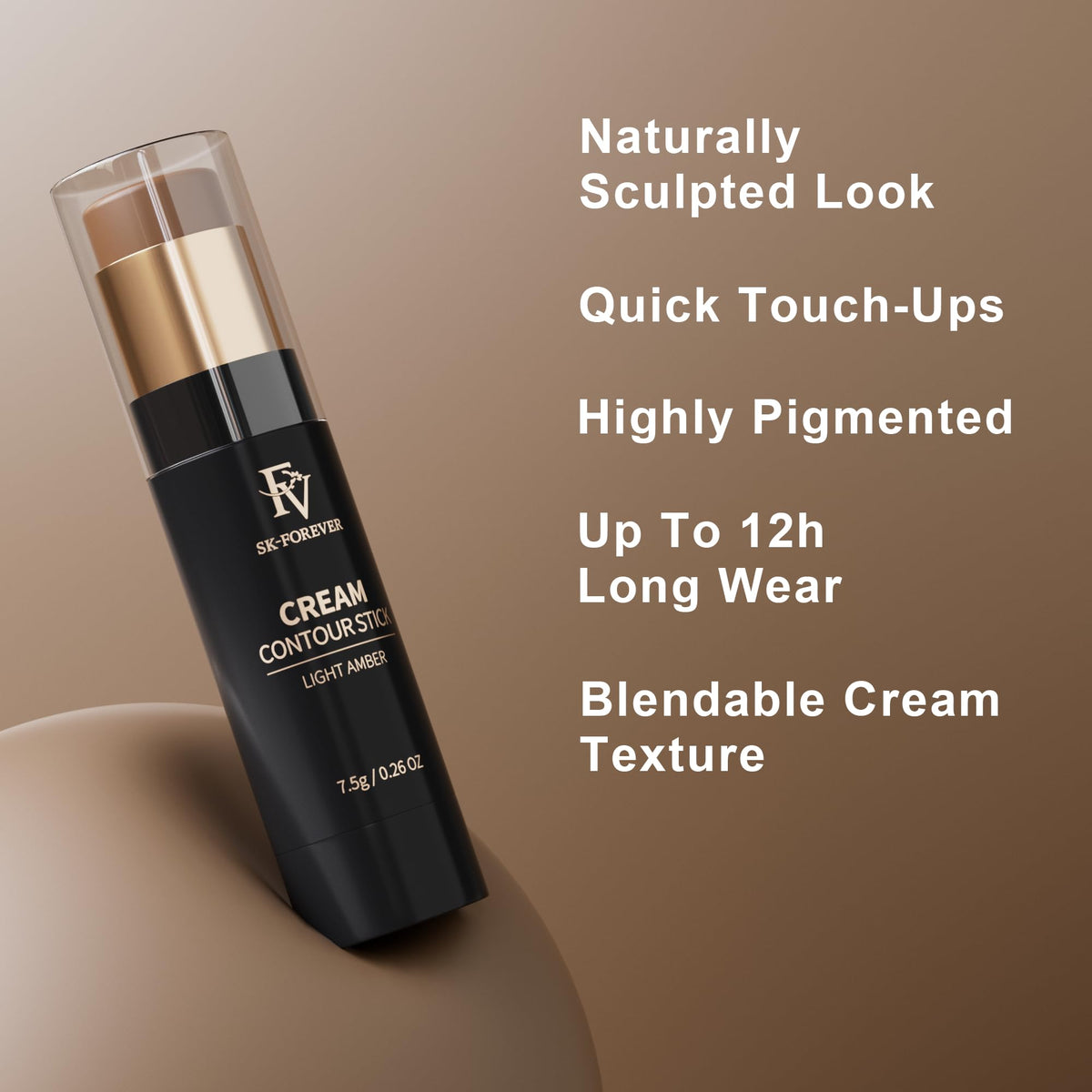 FV contour stick cap and tip detail highlighting protective design and precise application