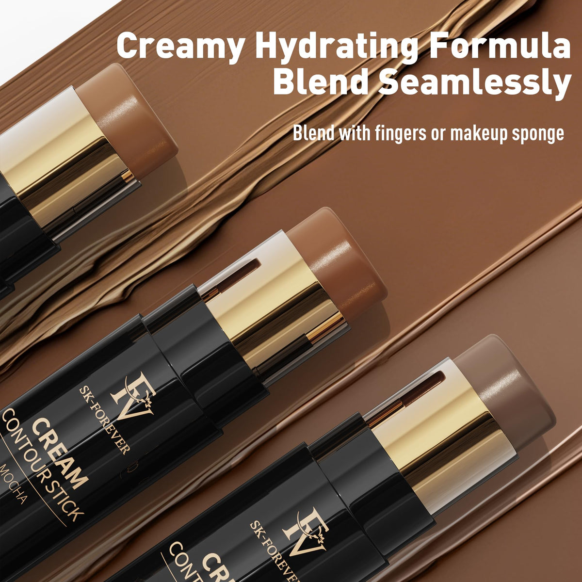 FV contour stick next to everyday items for scale showing travel-friendly size