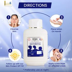 F&W lotion texture on hand demonstrating lightweight, quick absorption