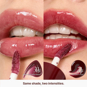 fwee Cherry Cola on lips studio shot showing vivid color and plumping shine