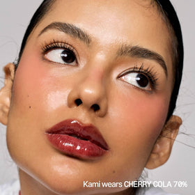 fwee Cherry Cola texture swipe displaying glossy pigment and lightweight gel