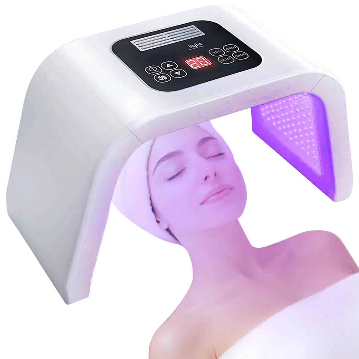 Fxtiaa mask front view showing full-face coverage and even illumination benefit