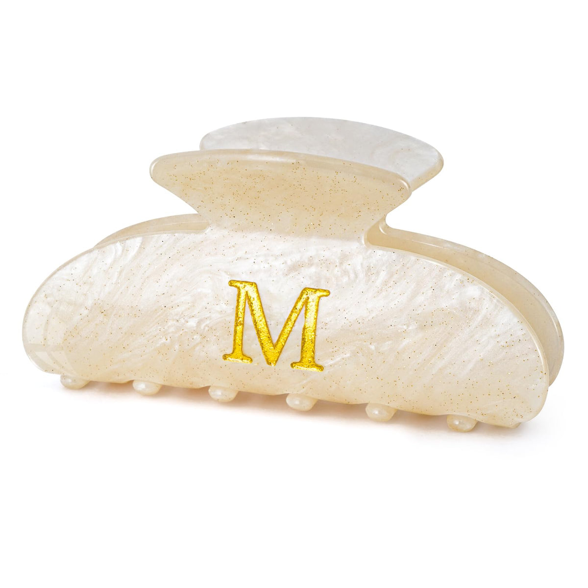 Fycert front view gold M hair clip shows elegant personalized shine and secure hold