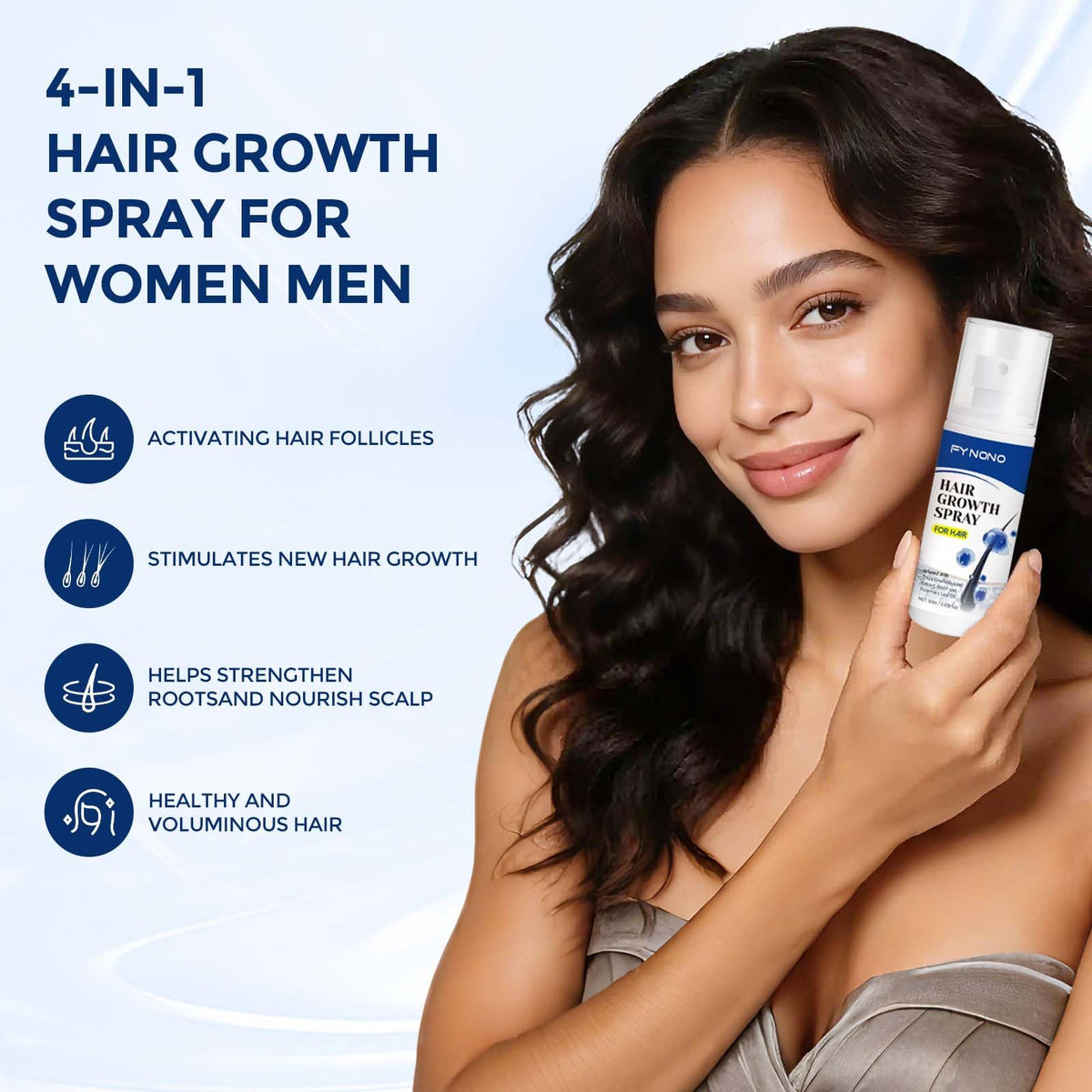 FYNONO close-up nozzle and serum texture highlighting fast absorption