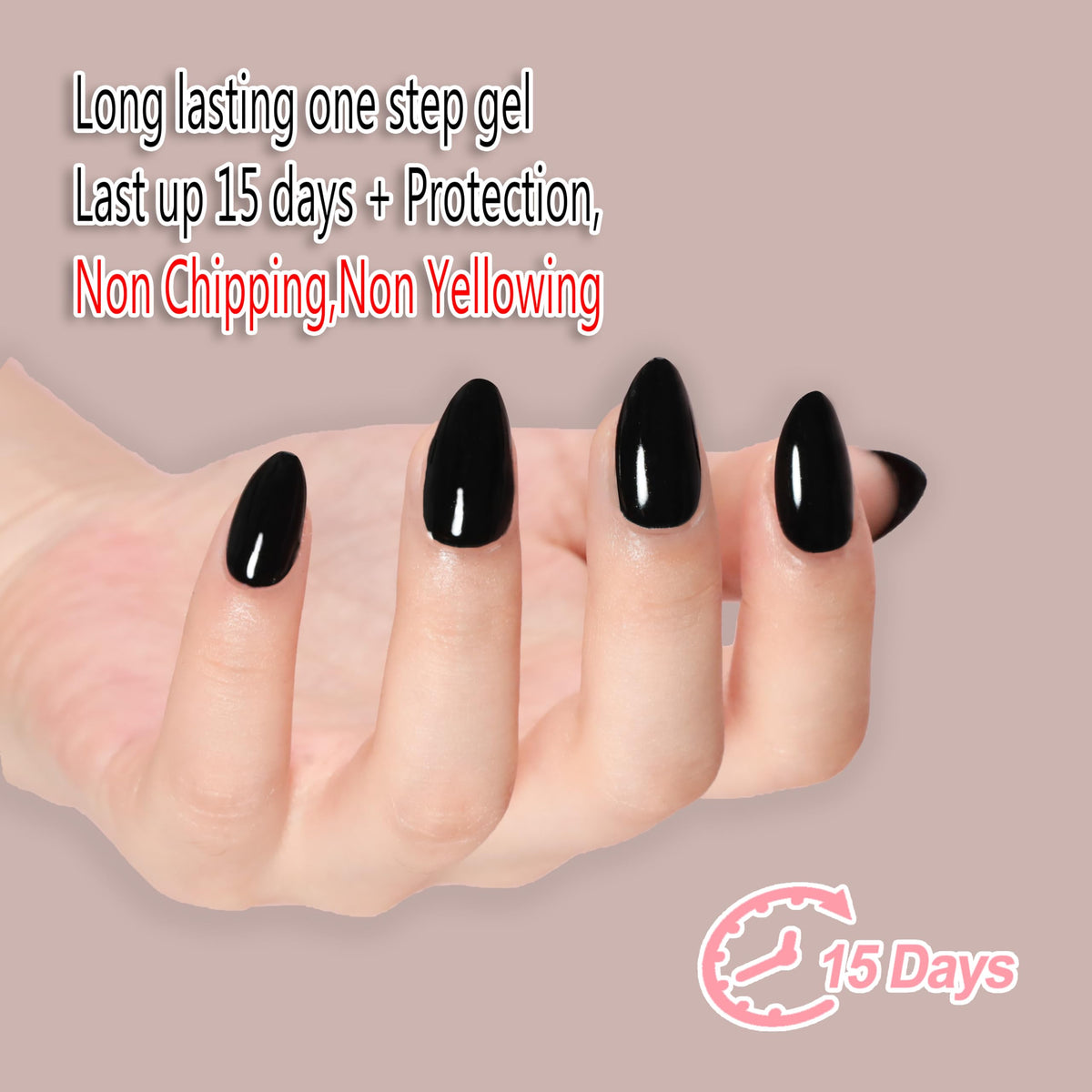 FZANEST cured black and white nails demonstrating long-lasting glossy finish