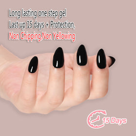 FZANEST cured black and white nails demonstrating long-lasting glossy finish
