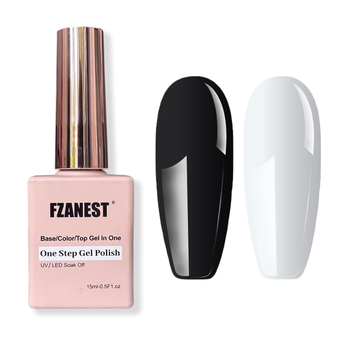 FZANEST front bottle view showing black and white shades and quick application benefits