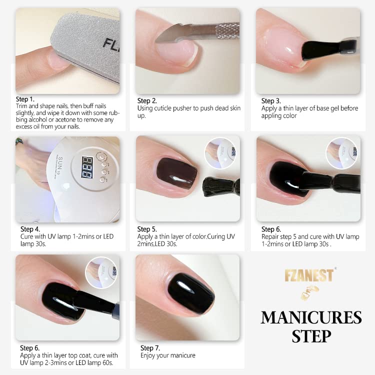FZANEST kit packaging and contents displayed, shows complete manicure kit benefit
