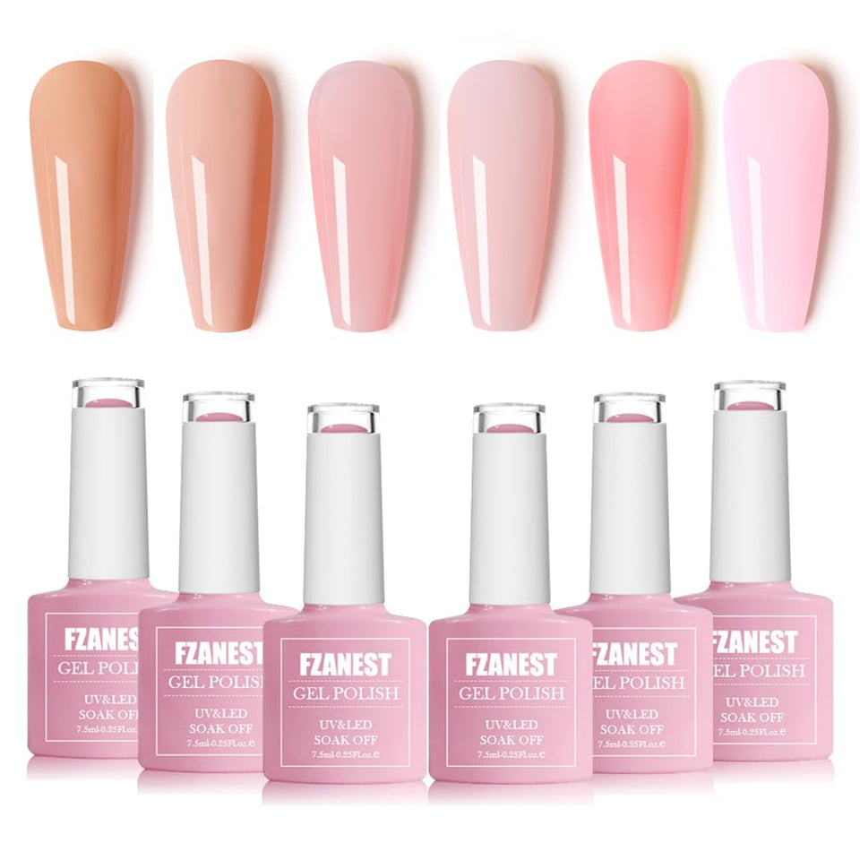 FZANEST six-color gel set laid out, shows variety and easy selection benefit