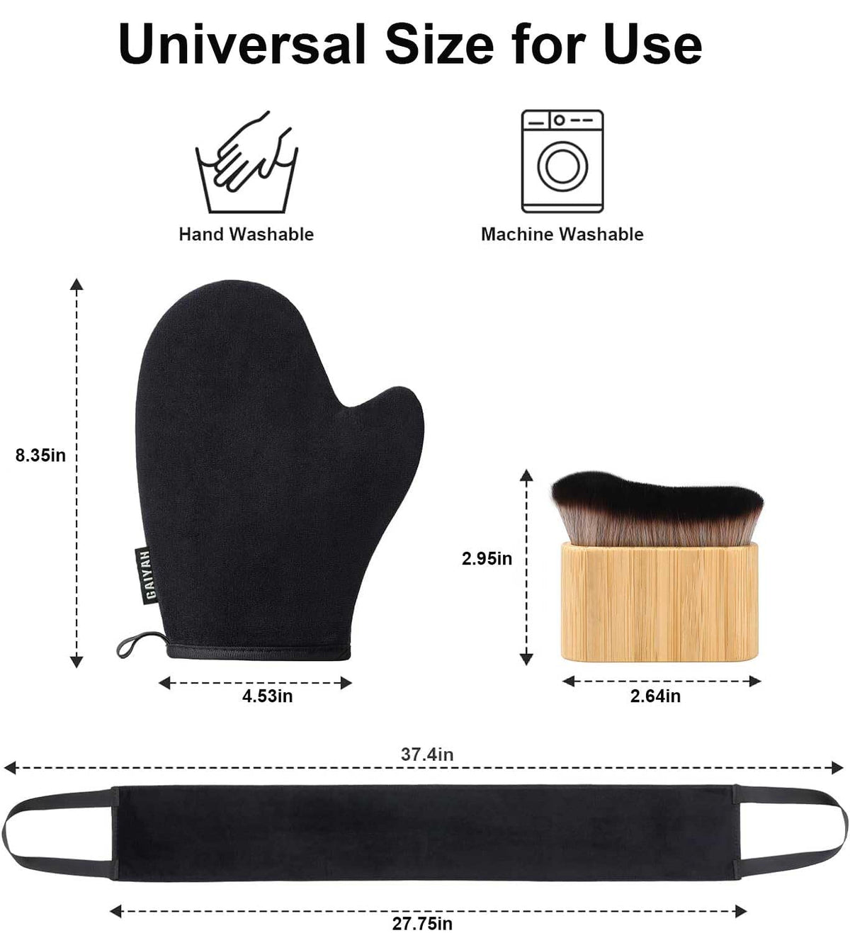 G GAIYAH lifestyle image applying mitt to leg for natural-looking tan