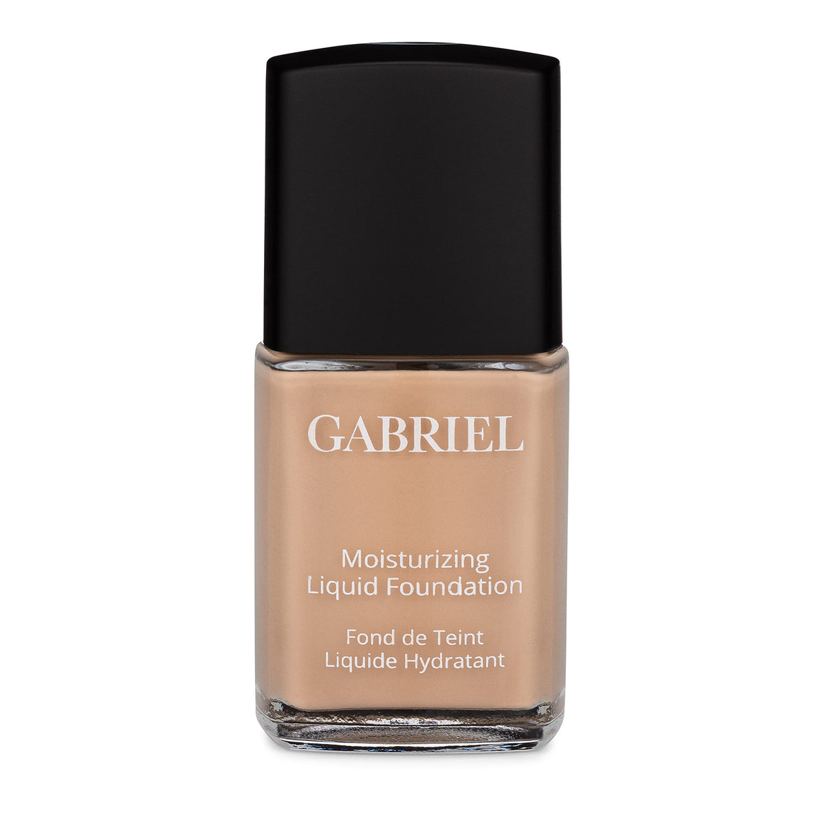 Gabriel Cosmetics front packaging showing bottle and shade, highlights clean formula benefits