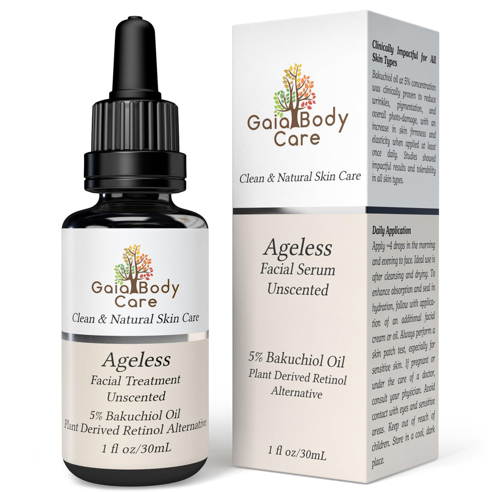 Gaia Body Care front bottle showing clear label and size, highlighting clean formulation benefits