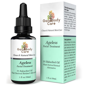 Gaia Body Care front packaging showing rose bakuchiol oil and benefits