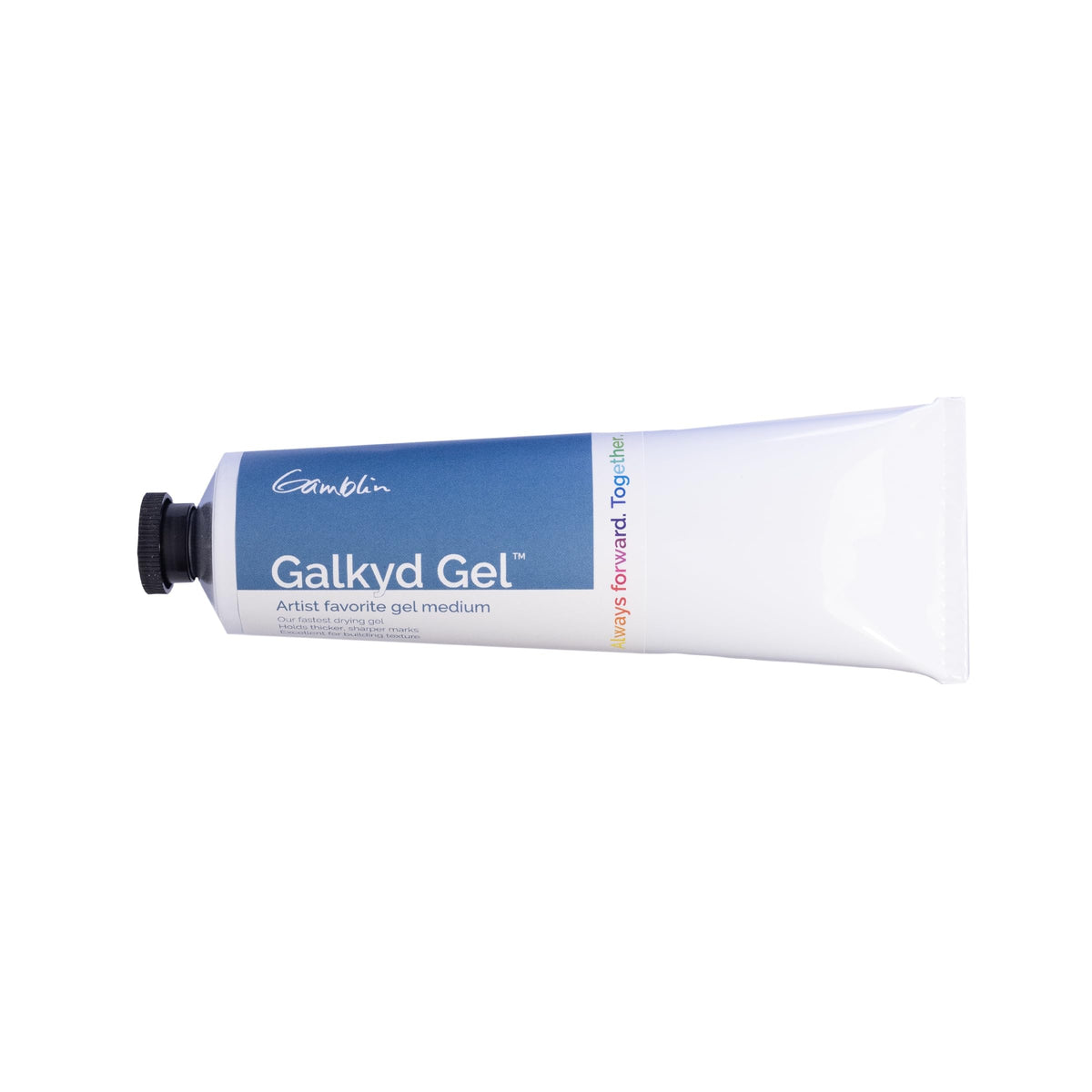 Gamblin Galkyd G Gel tube front view showing label and usable studio medium