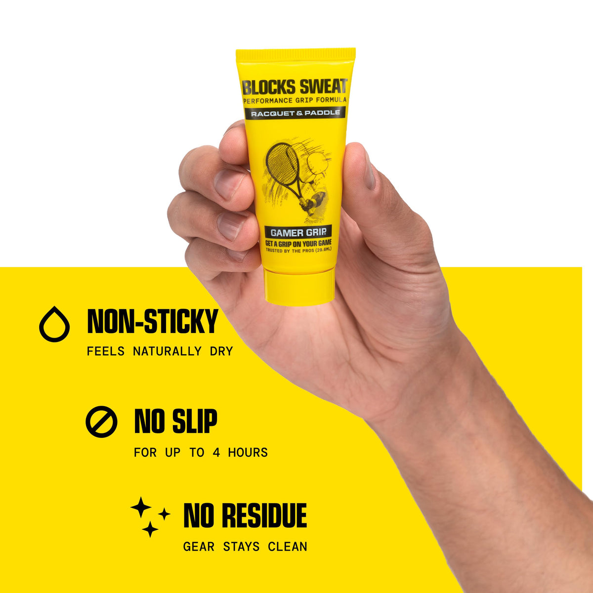 Applying Gamer Grip to hands for immediate sweat control and steadier hold