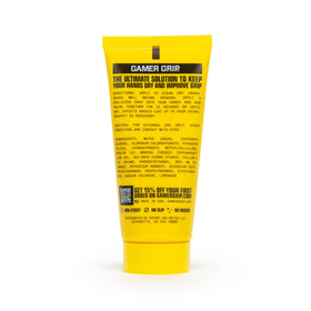 Gamer Grip tube with cap open showing dispenser and quick-access benefit