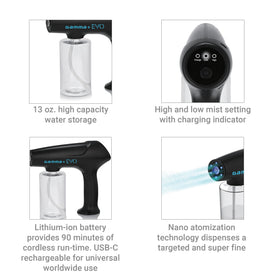 GAMMA+ Evo Nano Mister used by stylist to mist hair, offering gentle, even hydration