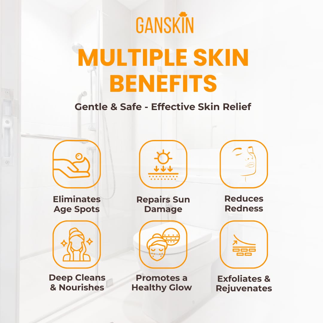 Ganskin in-use in shower on wet skin demonstrating gentle cleansing and hydration
