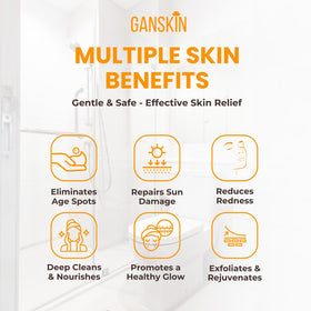 Ganskin in-use in shower on wet skin demonstrating gentle cleansing and hydration