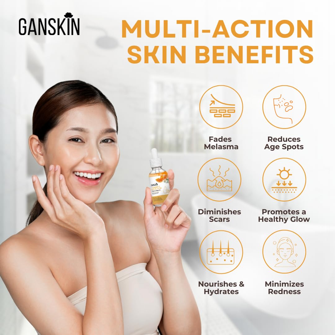 Ganskin product label close-up highlighting key ingredients and benefits