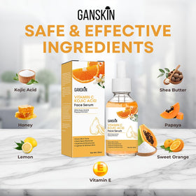 Ganskin in-use on neck and hands demonstrating multi-area brightening