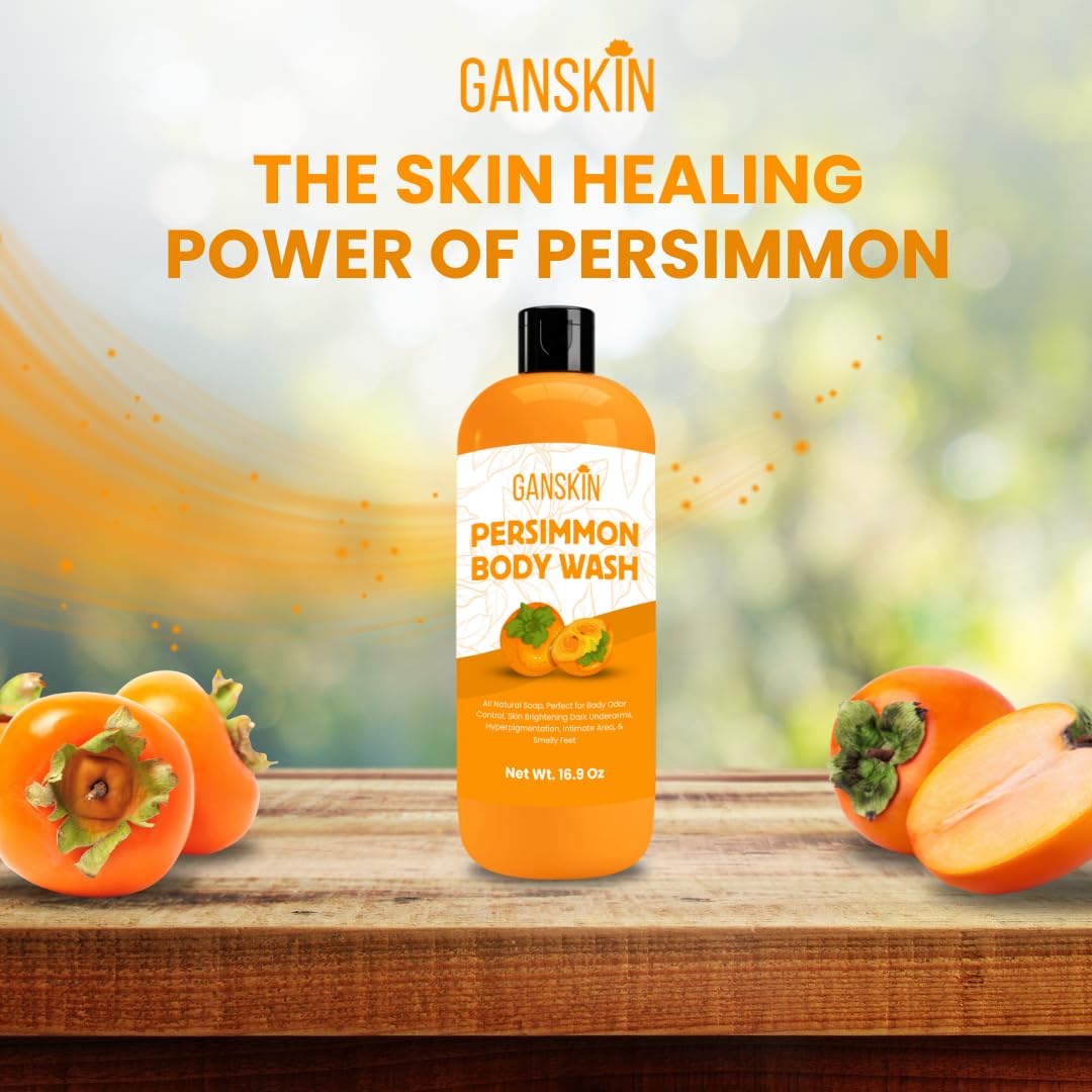 Ganskin bottle on bathroom shelf in shower scene promoting daily use