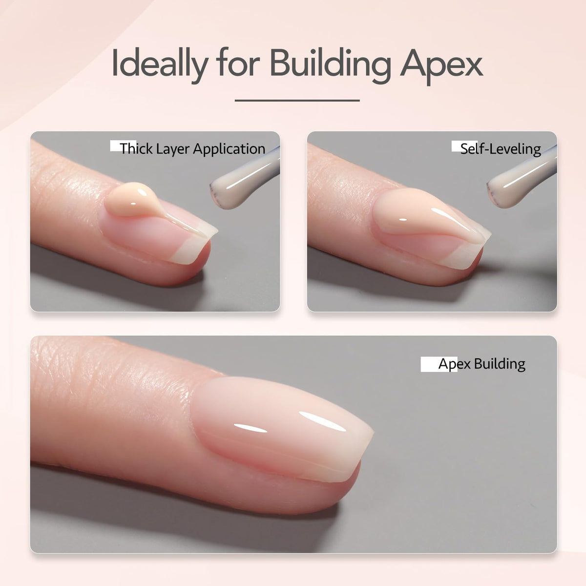 GAOY application in progress on nails, builder base creating subtle arch support