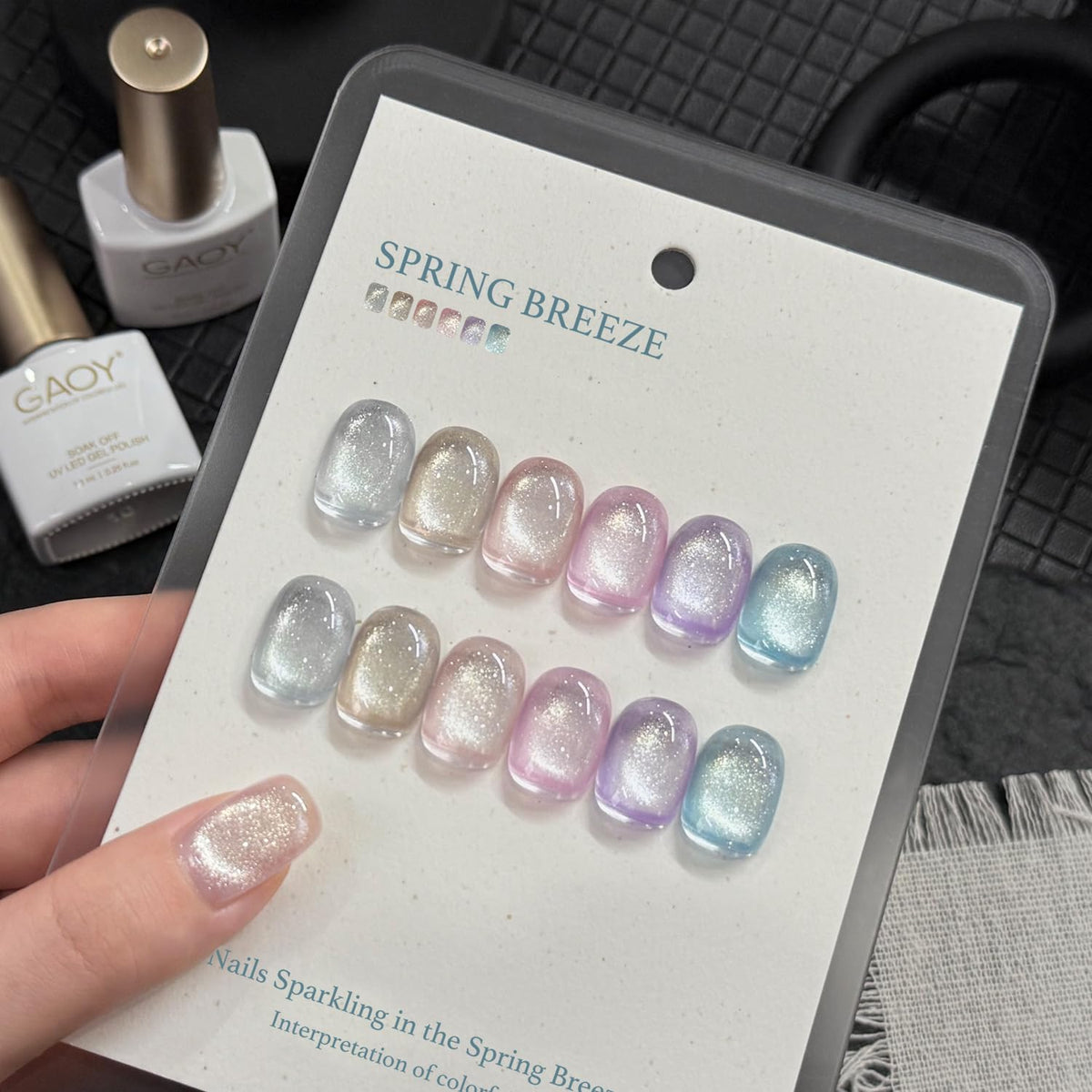 GAOY polish application in progress on nail showing easy magnet use for salon-quality shine