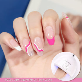 GAOY applying French smile line on a nail showing accurate stroke and smooth finish