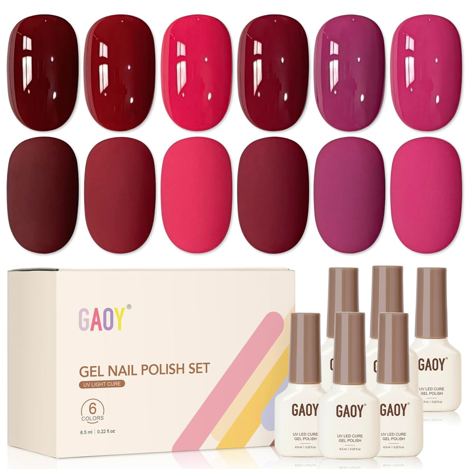 GAOY kit front packaging showing six berry shades and compact box for easy storage