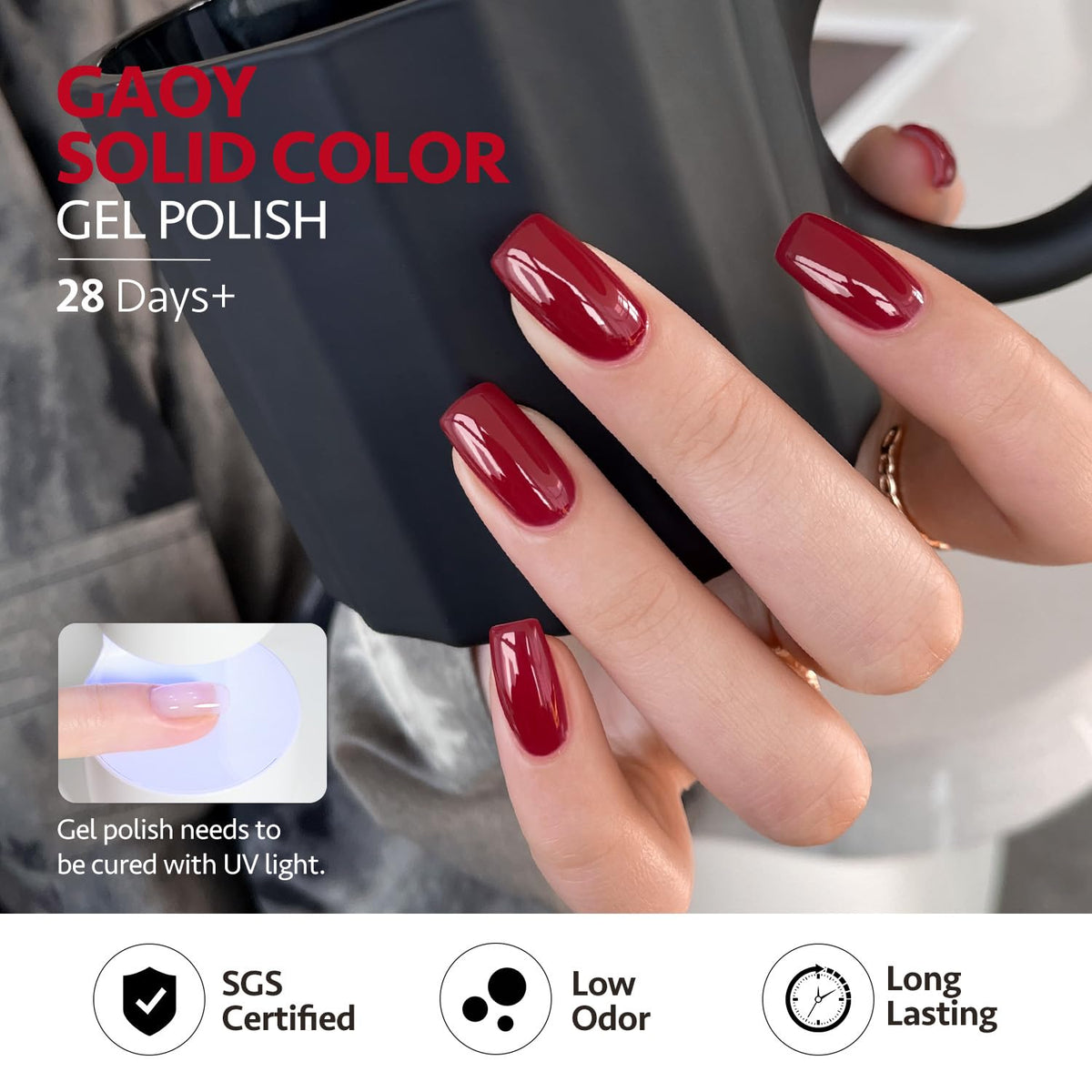 GAOY layered polish strokes showing buildable opacity and glossy texture