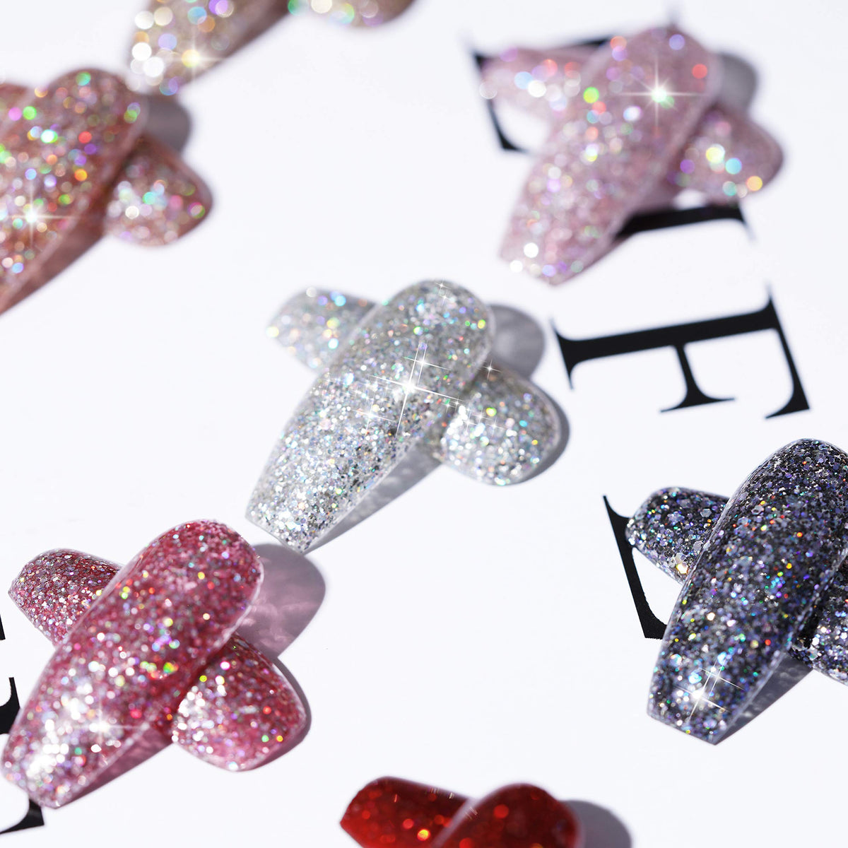 GAOY bottle label close-up highlighting glitter red color and precise application benefit