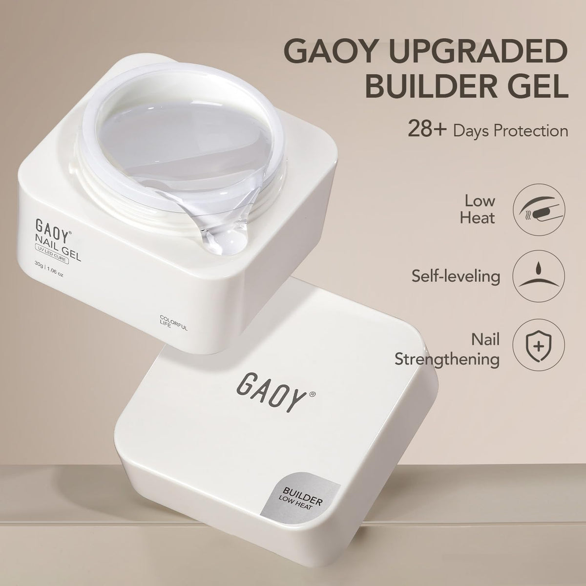 GAOY nail brush with gel in jar demonstrating controlled application and smooth finish